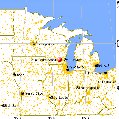 Lake Mills, WI (53551) map from a distance