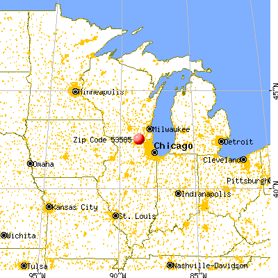 Sharon, WI (53585) map from a distance