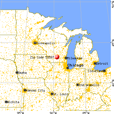 Waunakee, WI (53597) map from a distance
