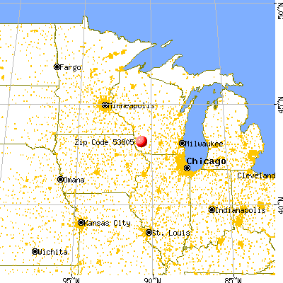 Boscobel, WI (53805) map from a distance