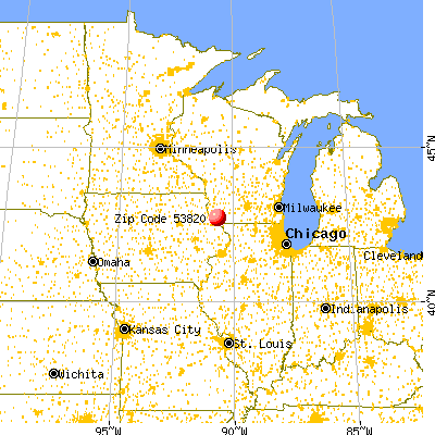 Potosi, WI (53820) map from a distance