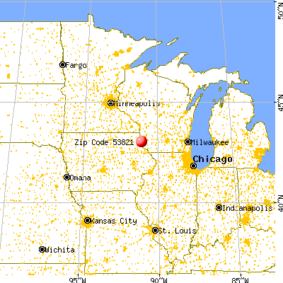 Prairie du Chien, WI (53821) map from a distance