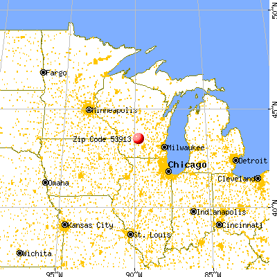 Baraboo, WI (53913) map from a distance