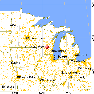 Friesland, WI (53935) map from a distance