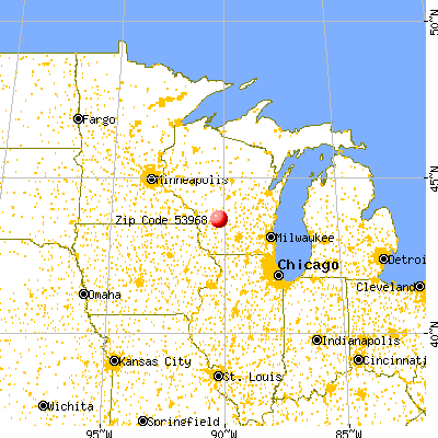 Wonewoc, WI (53968) map from a distance