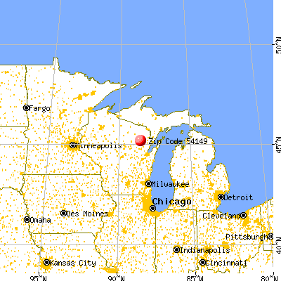 Mountain, WI (54149) map from a distance