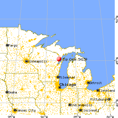 Porterfield, WI (54159) map from a distance