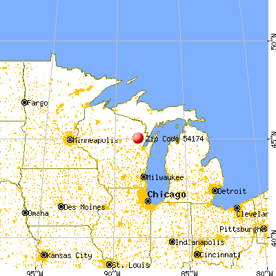 Suring, WI (54174) map from a distance