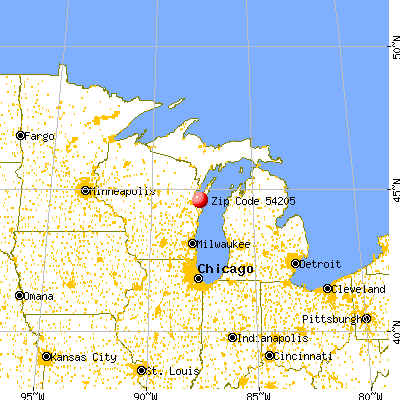 Casco, WI (54205) map from a distance