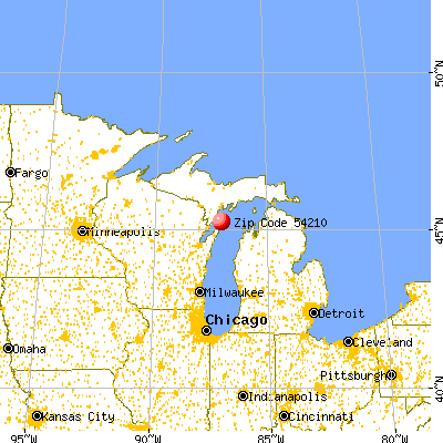 Ellison Bay, WI (54210) map from a distance