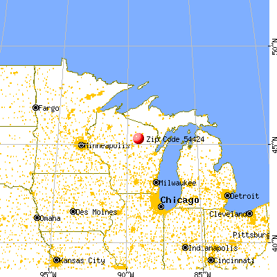 Summit Lake, WI (54424) map from a distance