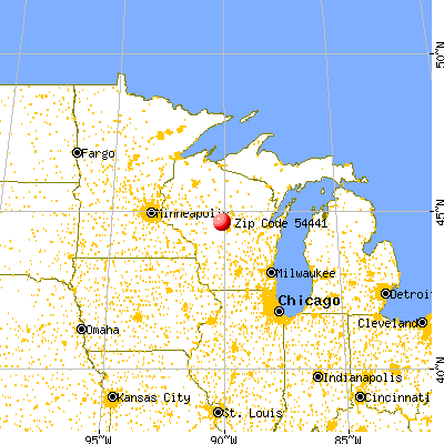 Hewitt, WI (54441) map from a distance