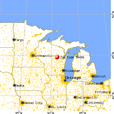 Tigerton, WI (54486) map from a distance