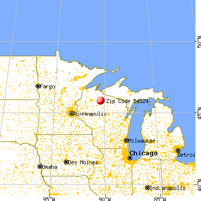 Fifield, WI (54524) map from a distance