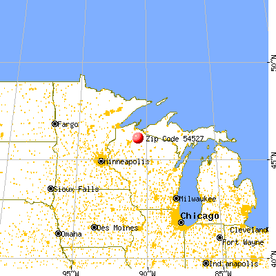 Glidden, WI (54527) map from a distance