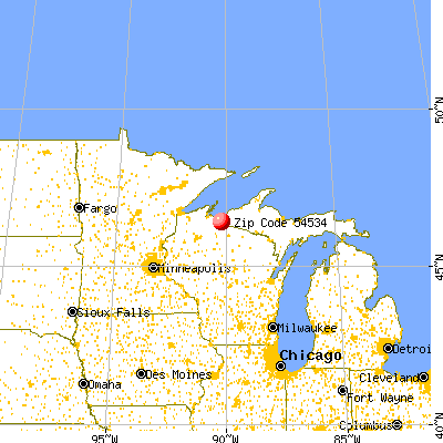 Hurley, WI (54534) map from a distance