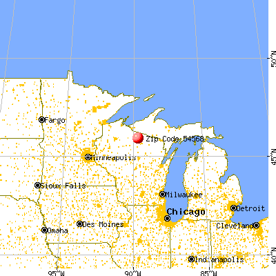 Woodruff, WI (54568) map from a distance