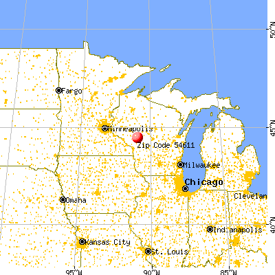 Alma Center, WI (54611) map from a distance