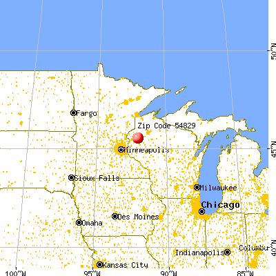 Cumberland, WI (54829) map from a distance