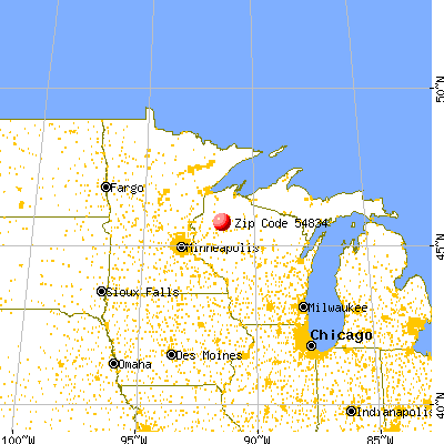 Edgewater, WI (54834) map from a distance