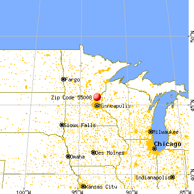 Cambridge, MN (55008) map from a distance