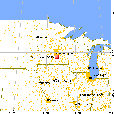 Dundas, MN (55019) map from a distance