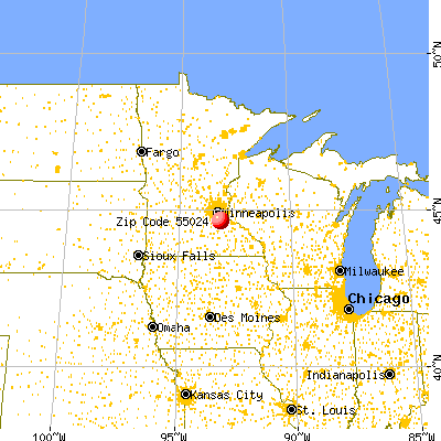 Farmington, MN (55024) map from a distance