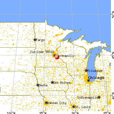 Hastings, MN (55033) map from a distance