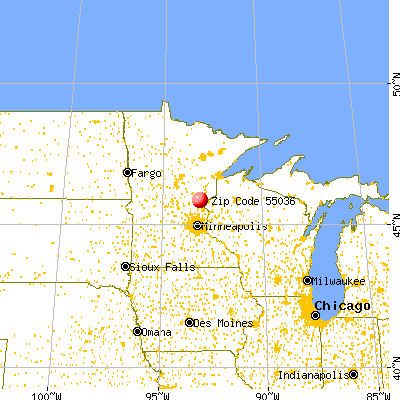 Henriette, MN (55036) map from a distance