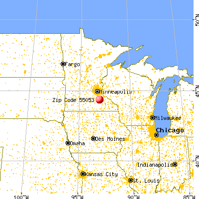 Nerstrand, MN (55053) map from a distance