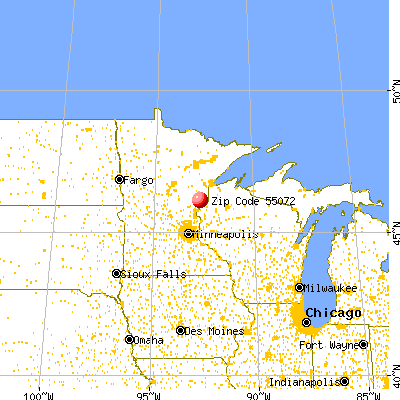 Sandstone, MN (55072) map from a distance