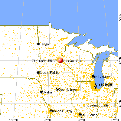 St. Paul, MN (55102) map from a distance