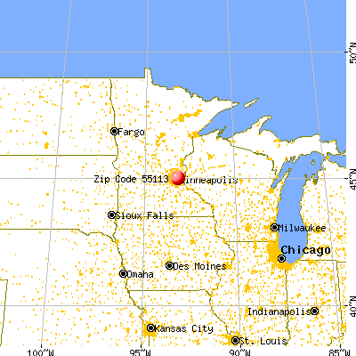 Roseville, MN (55113) map from a distance