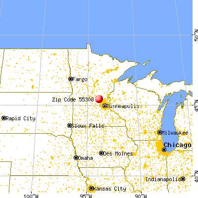Becker, MN (55308) map from a distance