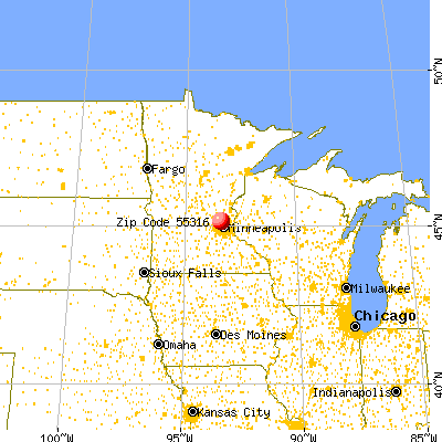 Champlin, MN (55316) map from a distance
