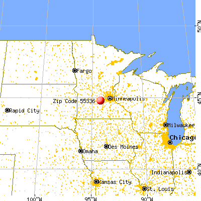 Glencoe, MN (55336) map from a distance