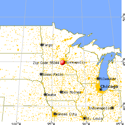 Eden Prairie, MN (55344) map from a distance