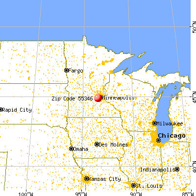 Eden Prairie, MN (55346) map from a distance