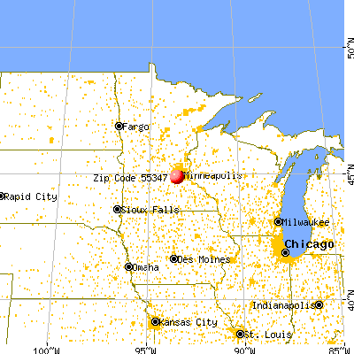 Eden Prairie, MN (55347) map from a distance