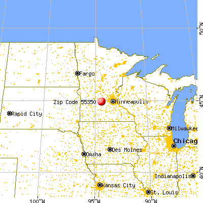 Hutchinson, MN (55350) map from a distance