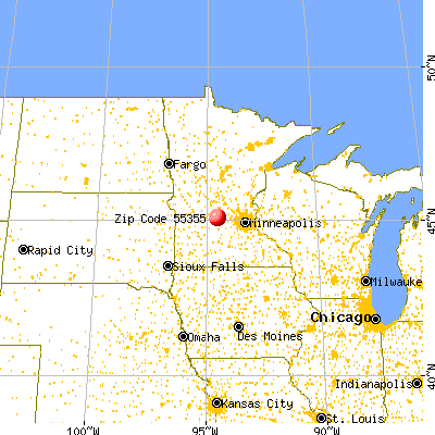Litchfield, MN (55355) map from a distance