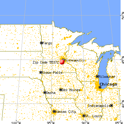 Prior Lake, MN (55372) map from a distance
