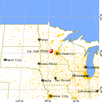 Watkins, MN (55389) map from a distance