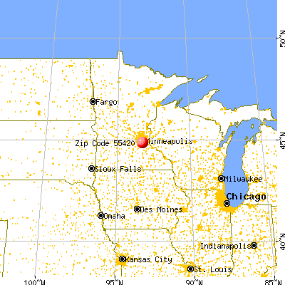 Bloomington, MN (55420) map from a distance