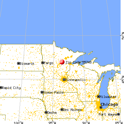 Hill City, MN (55748) map from a distance