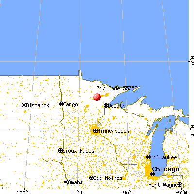 Keewatin, MN (55753) map from a distance