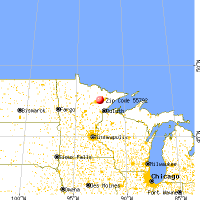 Virginia, MN (55792) map from a distance