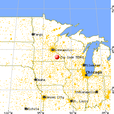 Rochester, MN (55901) map from a distance