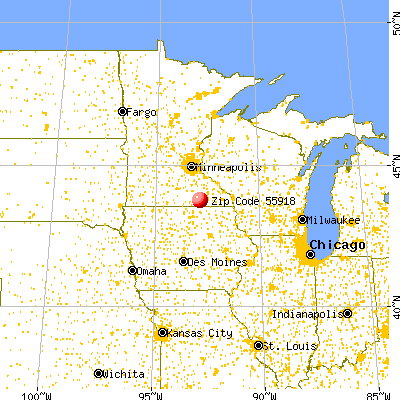 Brownsdale, MN (55918) map from a distance
