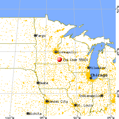 Byron, MN (55920) map from a distance